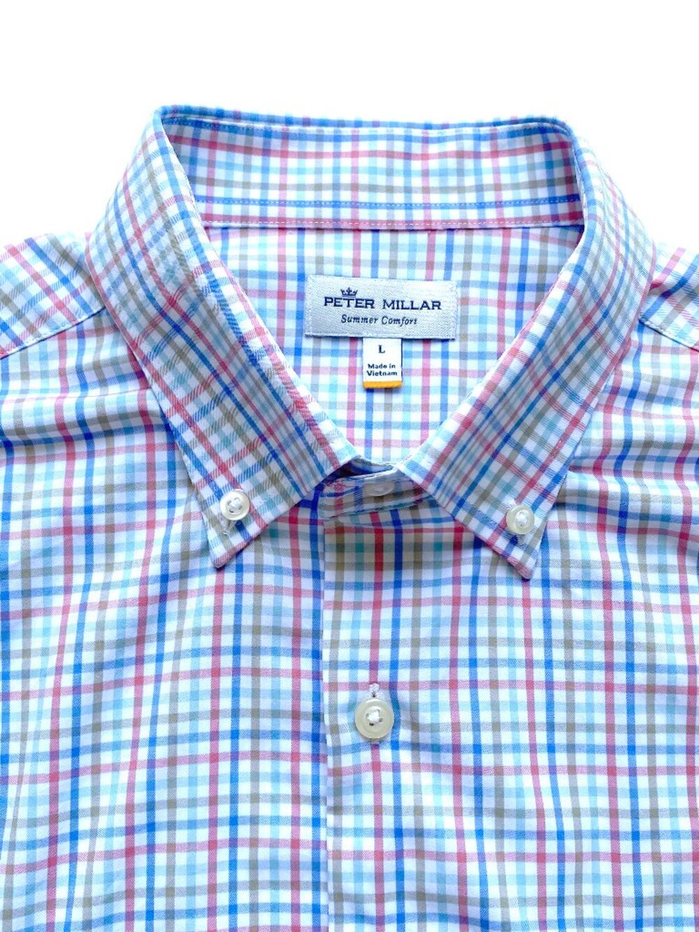Peter Millar Mens Summer Comfort Long Sleeve Stretch Nylon Sport Button Shirt L